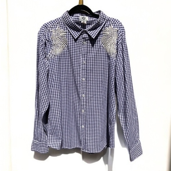 🌻MO7 Most Official 7 Plaid Shirt with Wings Size XL - Picture 3 of 12